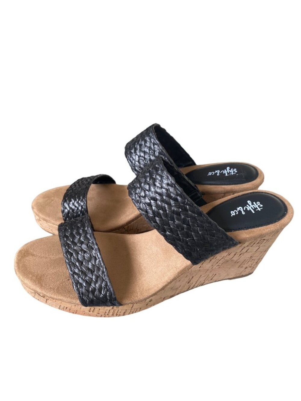 Style & Co Womens Daliaa Faux Leather Woven Wedge Sandals Black Size 11 NIB